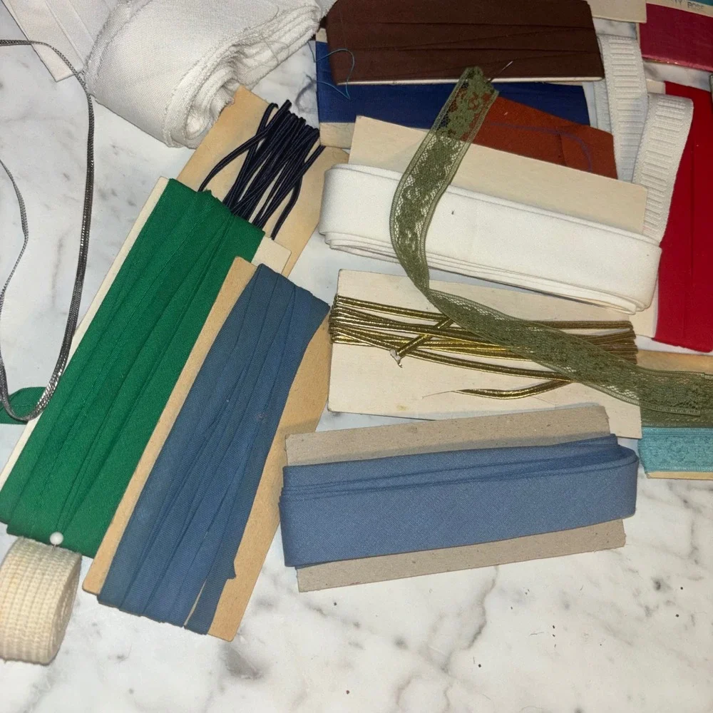 Vintage Sewing Notions Lot Bias Tape Seam Binding Rick Rack Lace J&P Coats Talon